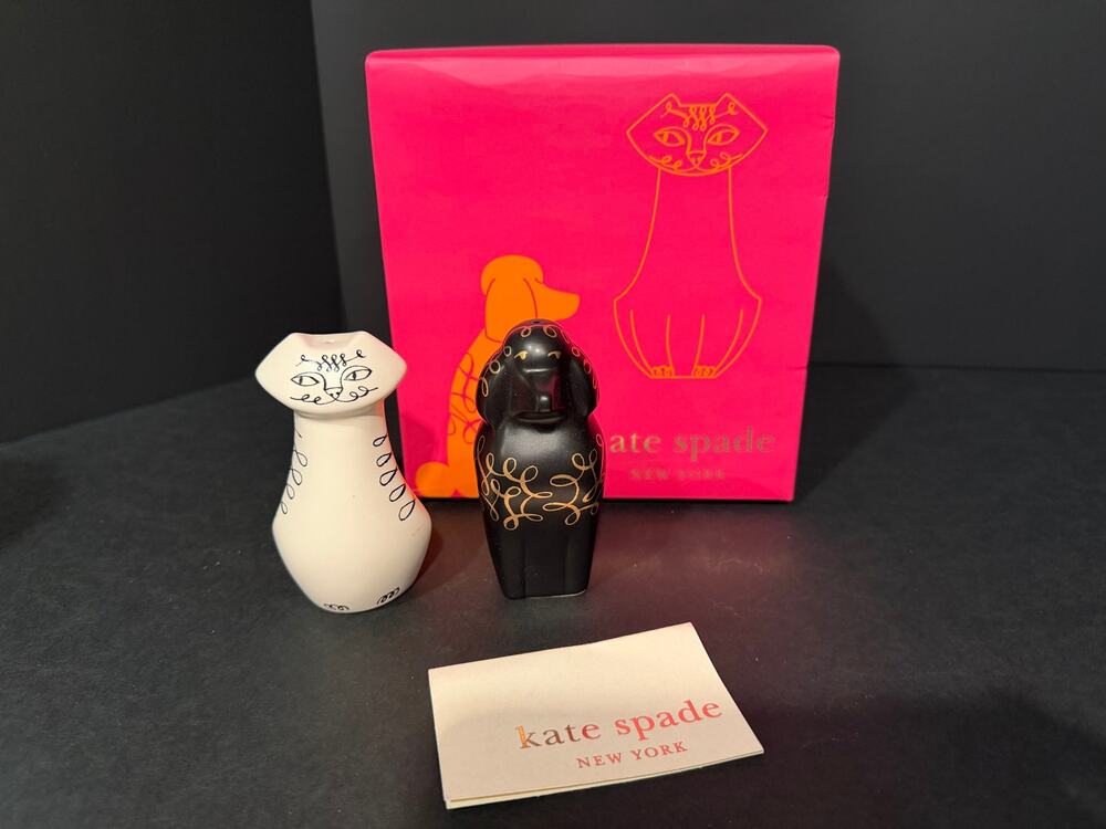 NIB Kate Spade x Lenox Woodland Park Cat & Dog Salt & Pepper Shaker Set